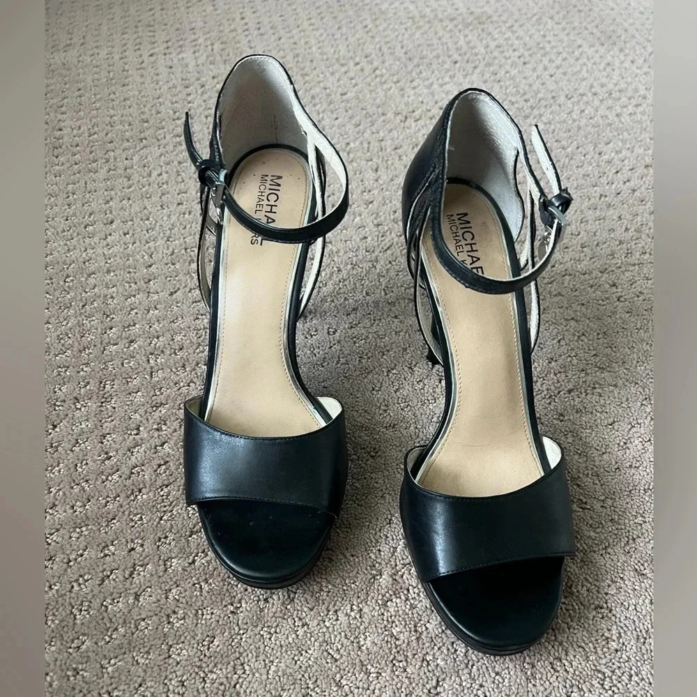 MICHAELβ KORS Belle Open Toe Leather Heels - Picture 11 of 11